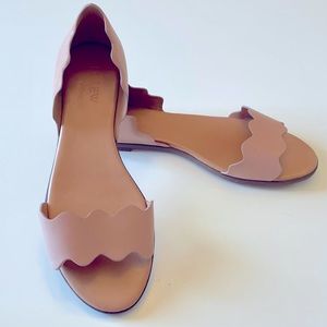 J. Crew Factory Leather Scalloped peep-toe flats